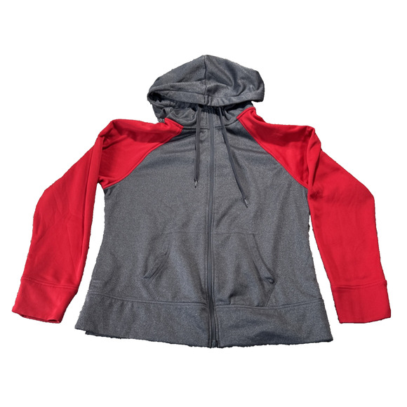 DANSKIN NOW Women's LG (12-14) Full Zip Up Hoodie Jacket in Red and Dark Gray - Picture 1 of 6